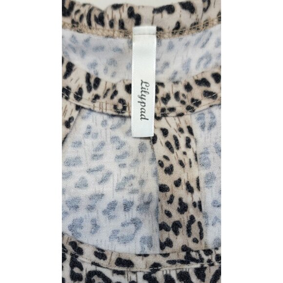 Lilypad Top Leopard Print Cutout Neck Top Womens Size L - Picture 5 of 7